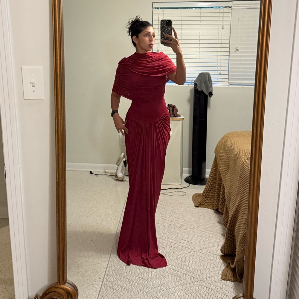 Miss Rosier Elegant Red Draped Gown WORN ONCE - Picture 3 of 3
